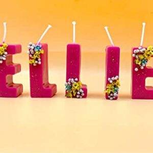 Personalized Birthday Candle. Cake Toppers. Candles with flowers. Candles for all occasions. (hot pink)