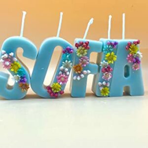 Personalized Birthday Candle. Cake Toppers. Candles with flowers. Candles for all occasions. (hot pink)