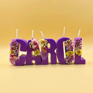 Personalized Birthday Candle. Cake Toppers. Candles with flowers. Candles for all occasions. (hot pink)