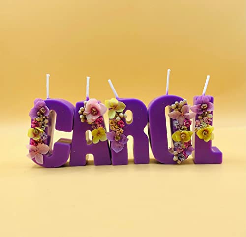 Personalized Birthday Candle. Cake Toppers. Candles with flowers. Candles for all occasions. (hot pink)