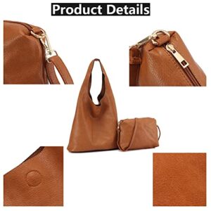 Women Tote Bag Handbags PU Leather Fashion Hobo Shoulder Bags (Brown)