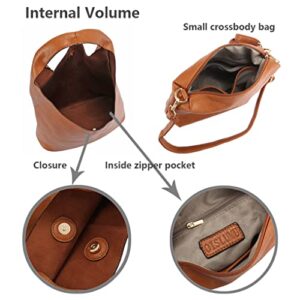 Women Tote Bag Handbags PU Leather Fashion Hobo Shoulder Bags (Brown)