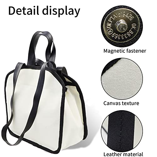 Clzemo Women Canvas Tote Bag Multi-Compartment Shoulder Crossbody Handbag Large Capacity Clutch for Shopping, Daily, Working