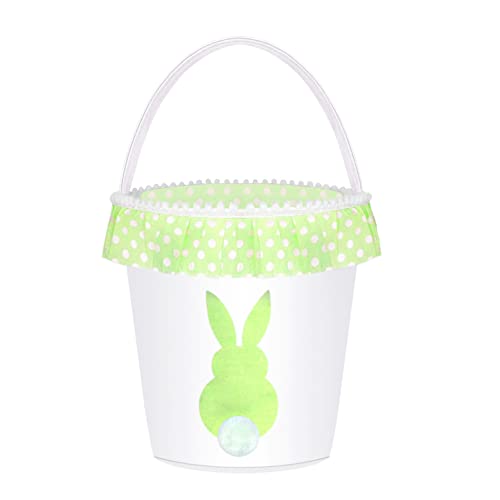 Doxrmuru Easter Basket for Kids Easter Bunny Basket Easter Gift Bags Eggs Hunt Cotton Bag Kids Easter Tote Bag Easter Decorations (Green)