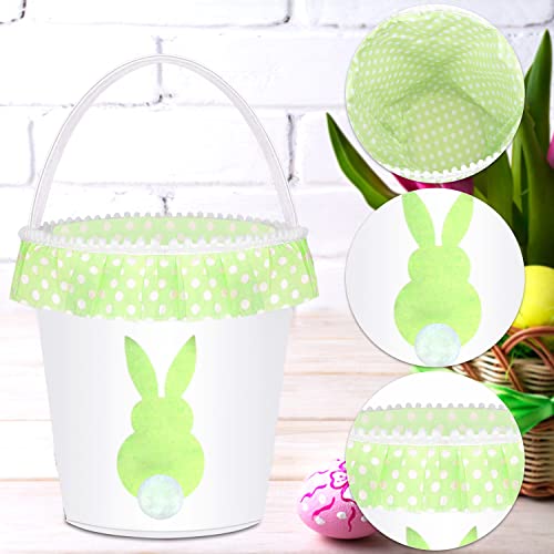 Doxrmuru Easter Basket for Kids Easter Bunny Basket Easter Gift Bags Eggs Hunt Cotton Bag Kids Easter Tote Bag Easter Decorations (Green)