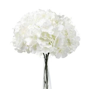 alishomtll 5 pcs hydrangea artificial flowers with removable stems full silk hydrangea heads for home decor, fake faux hydrangea flowers for wedding centerpieces party diy project (white)