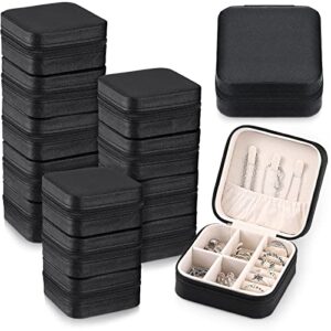 yinkin 12 pcs mini travel jewelry case bridesmaid proposal gift boxes small jewelry organizer pu leather earring organizer box bulk travel accessories portable travel jewelry holder (black)