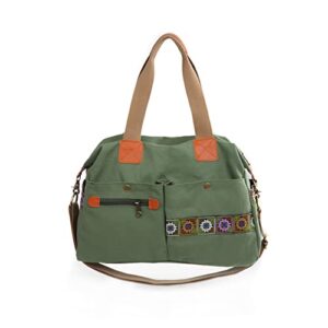 Women's Canvas Vintage Shoulder Bag Hobo Daily Purse Large Tote Shopper Handbag boho crossbody bag Medium Large (#68 green)