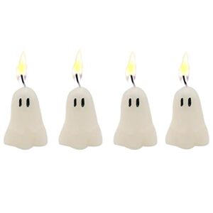 4 pcs halloween ghost candles, novelty votive ghost candle, cute votive candles for fall decor thanksgiving, spooky candles goth gifts for ghost decor party bedroom room table decorations