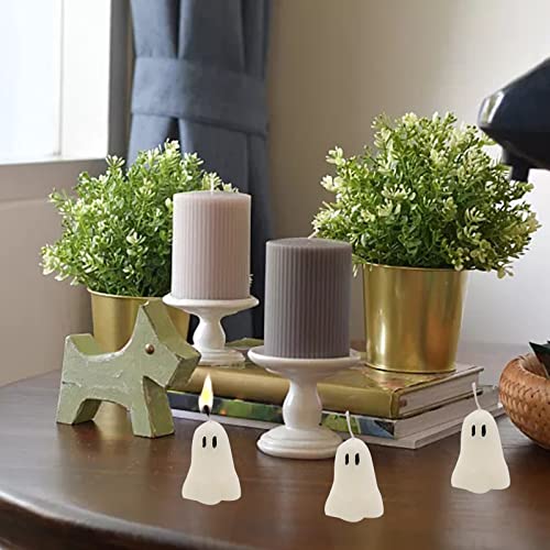 4 PCS Halloween Ghost Candles, Novelty Votive Ghost Candle, Cute Votive Candles for Fall Decor Thanksgiving, Spooky Candles Goth Gifts for Ghost Decor Party Bedroom Room Table Decorations