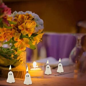 4 PCS Halloween Ghost Candles, Novelty Votive Ghost Candle, Cute Votive Candles for Fall Decor Thanksgiving, Spooky Candles Goth Gifts for Ghost Decor Party Bedroom Room Table Decorations