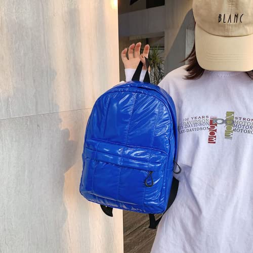 EGEN Puffer Kawaii Backpack Puffy Student Adorable Backpack for School Teen Girls Women Cute Back Bag Casual Day Pack Lovely Aesthetic Down Bookbags (Blue)