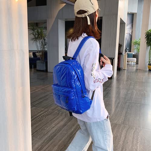 EGEN Puffer Kawaii Backpack Puffy Student Adorable Backpack for School Teen Girls Women Cute Back Bag Casual Day Pack Lovely Aesthetic Down Bookbags (Blue)