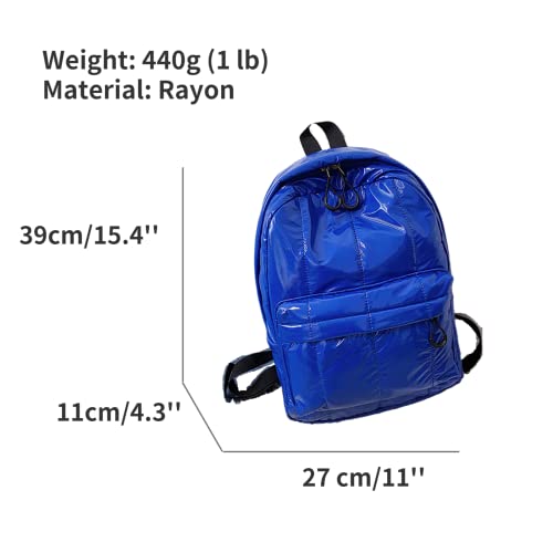 EGEN Puffer Kawaii Backpack Puffy Student Adorable Backpack for School Teen Girls Women Cute Back Bag Casual Day Pack Lovely Aesthetic Down Bookbags (Blue)