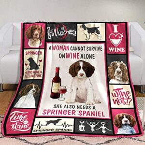 a woman cannot survive on alone she also need a springer spaniel blanket gift for dog lovers birthday gift home decor bedding couch sofa soft and comfy cozy