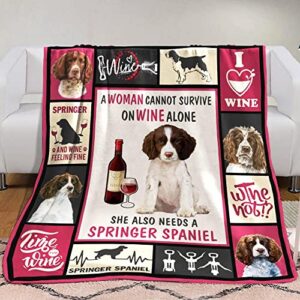 A Woman Cannot Survive On Alone She Also Need A Springer Spaniel Blanket Gift For Dog Lovers Birthday Gift Home Decor Bedding Couch Sofa Soft and Comfy Cozy