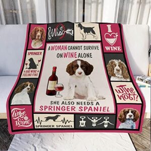 A Woman Cannot Survive On Alone She Also Need A Springer Spaniel Blanket Gift For Dog Lovers Birthday Gift Home Decor Bedding Couch Sofa Soft and Comfy Cozy