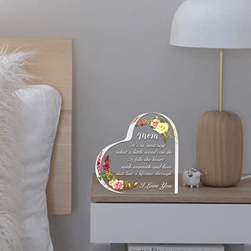 Mom Plaque, Gifts for Mom, Birthday and Mother's Day Gifts for Mom From Daughter and Son, I Love You Mom.