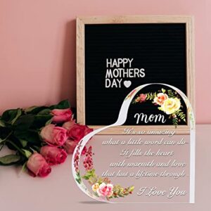 Mom Plaque, Gifts for Mom, Birthday and Mother's Day Gifts for Mom From Daughter and Son, I Love You Mom.