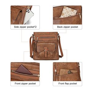 RICH LEAF Crossbody Bag For Women Shoulder Messenger Bag Satchel Handbag Purse Long Over Strap Tassel Multiple Pockets Lightweight Brown