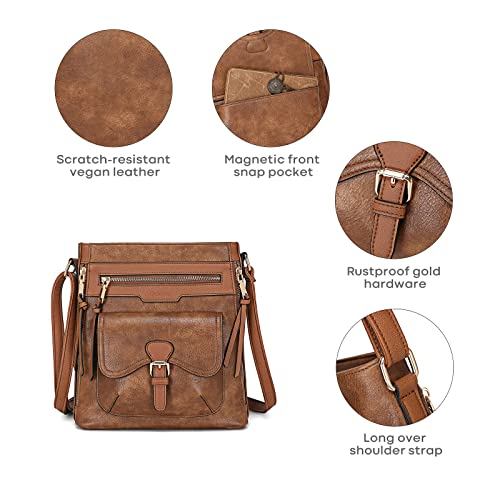 RICH LEAF Crossbody Bag For Women Shoulder Messenger Bag Satchel Handbag Purse Long Over Strap Tassel Multiple Pockets Lightweight Brown