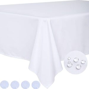 bydoll table cloth white 60×84 inch tablecloth for 6 foot rectangle tables outdoor washable wrinkle free and spillproof polyester tablecloth for festival camping picnic wedding party table cover
