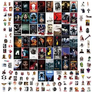 alybsoo horror movie poster decor 150 pcs, 50 pcs horror movie wall collage kit & 100 pcs horror movie role stickers, vintage aesthetic pictures horror movie wall decor for home, bedroom, dorm
