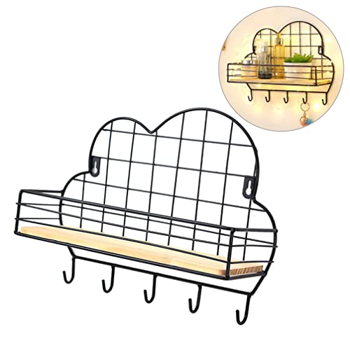 Tofficu Cloud Shape Storage Rack Durable Metal Wall-Mounted Shelf Home Decoration for Living Room Bedroom