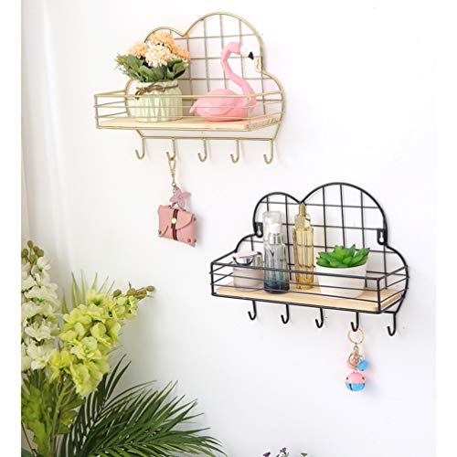 Tofficu Cloud Shape Storage Rack Durable Metal Wall-Mounted Shelf Home Decoration for Living Room Bedroom