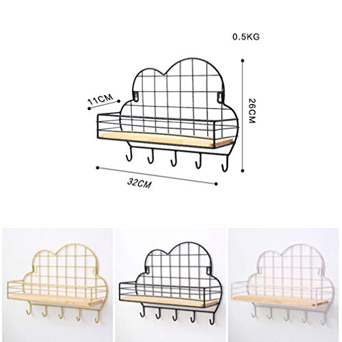 Tofficu Cloud Shape Storage Rack Durable Metal Wall-Mounted Shelf Home Decoration for Living Room Bedroom