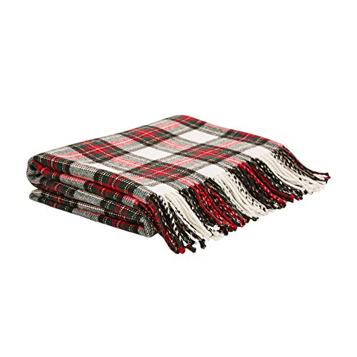 eUty Christmas 100% Acrylic Dress Stewart Tartan Plaid Throw Blanket with Fringe, 50 x 60 Inch