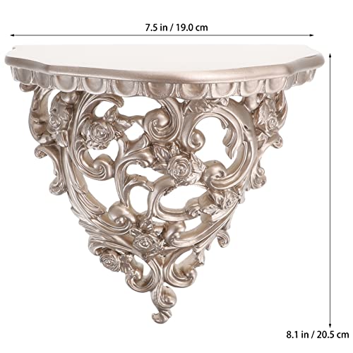 DOITOOL Flower Holder Floating Shelves, Wall Mounted European Style Carved Hollow Shelve, Wall Hanging Shelf for Living Room Bedroom Office Home Wall Decoration Bathroom Wall Shelves