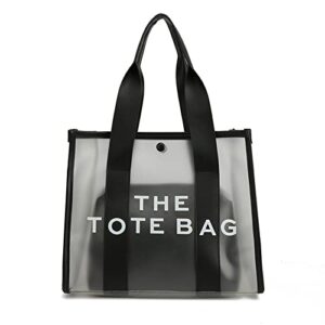 tote bags for women fashion clear shoulder crossbody bag purse transparent tote handbag top button for travel shopping dating