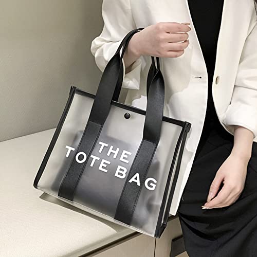 Tote Bags For Women Fashion Clear Shoulder Crossbody Bag Purse Transparent Tote Handbag Top Button For Travel Shopping Dating