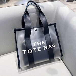 Tote Bags For Women Fashion Clear Shoulder Crossbody Bag Purse Transparent Tote Handbag Top Button For Travel Shopping Dating