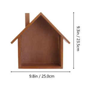 ORFOFE Picture Ledge Shelf Wooden House- Shaped House Shaped Wall Shelf House Shaped Floating Shelf House Shaped Wooden Shelf Wall Storage Shelf Flower Pot Stand