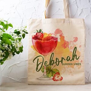 Lara Laser Works Personalized Tote Bag for Women, Custom Summer Bag w/ Name and Text, Canvas Tote Bag with 8 Designs, Tropical Beach Bag, Vacation Gifts for Her