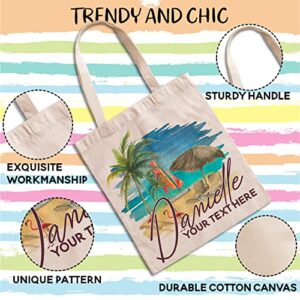 Lara Laser Works Personalized Tote Bag for Women, Custom Summer Bag w/ Name and Text, Canvas Tote Bag with 8 Designs, Tropical Beach Bag, Vacation Gifts for Her