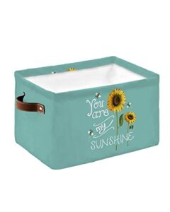 storage organizer bins set of 1 storage baskets for clothes on shelves with handles summer farm sunflower sunshine teal green rectangular fabric laundry baskets for organizing