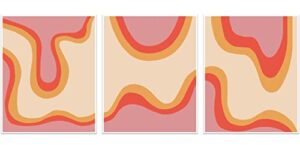 preppy aesthetic abstract wall art – 8×10 inches unframed set of 3 pink and orange posters for room aesthetic – wall decor for bedroom, living room – cute room decor things for teen girls – mid century modern decor – eclectic wall decor, preppy room decor
