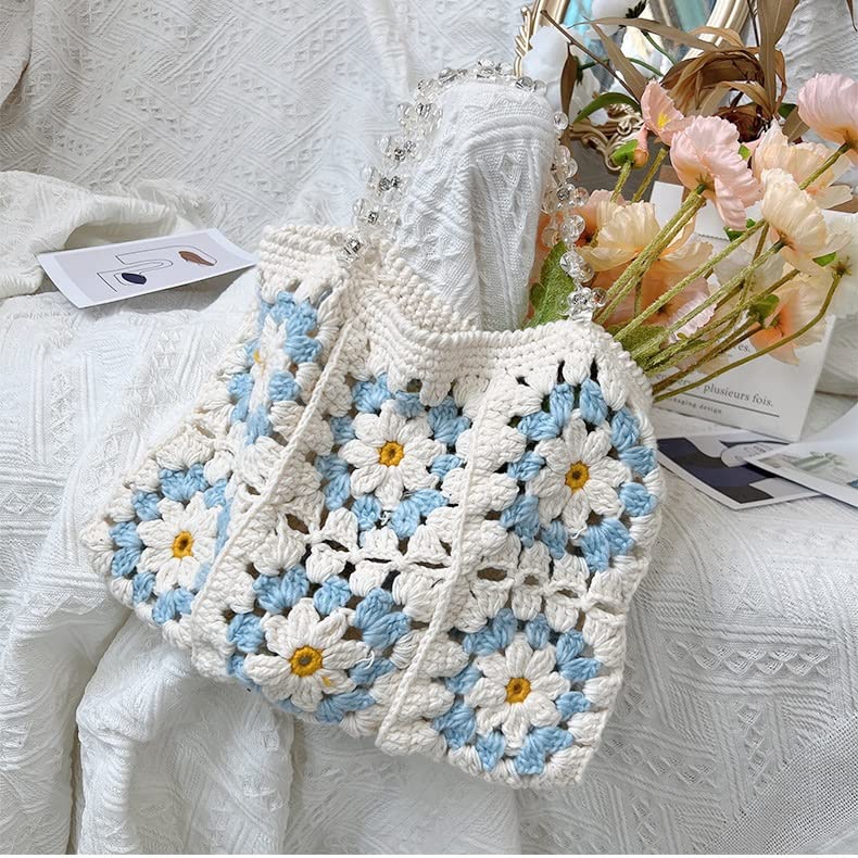 TKFDC Lady Knitting Comfortable Woolen Woven Knitted Bag Handbags Simple Ladies Crochet Bag Women Girl Bags