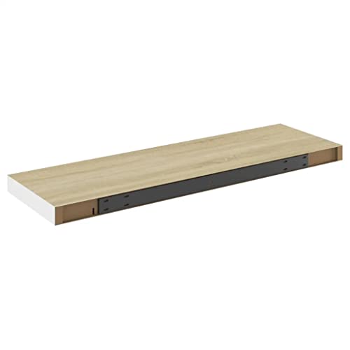 SKM Floating Wall Shelf Oak and White 31.5"x9.3"x1.5" MDF