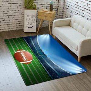 Football Field Runner Rug Front Door Doormat Small Football Rug Green Carpet Sport Washable Floor Mat 2'x4'