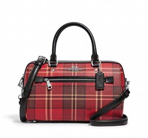 coach rowan satchel, crossgrain leather, red/black multi