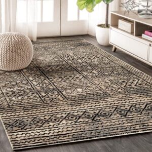 superior indoor small area rug, geometric aztec decor for office, home entry, dining, dorm, kitchen, hardwood floor, living room, bedroom, jute backing, navajo collection, 5′ x 8′, cream
