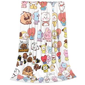 mulinsen kpop blanket cartoon blanket anime ultra soft flannel plush throw blanket comfy lightweight blanket for travelling camping living room sofa bedroom decor gifts 50”x40”