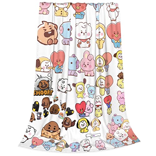 MULINSEN Kpop Blanket Cartoon Blanket Anime Ultra Soft Flannel Plush Throw Blanket Comfy Lightweight Blanket for Travelling Camping Living Room Sofa Bedroom Decor Gifts 50''x40''