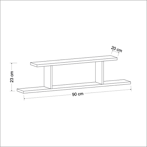 Atlantic Floating Wall Shelf, Wall Mounted Shelf, Floating Modern Shelf, Wall Storage, Modern Shelving (White)