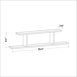 Atlantic Floating Wall Shelf, Wall Mounted Shelf, Floating Modern Shelf, Wall Storage, Modern Shelving (White)