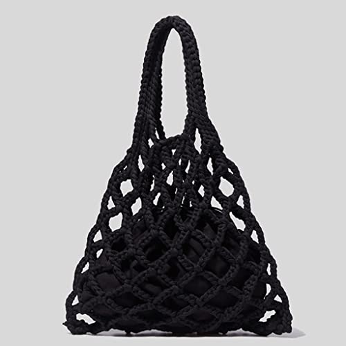 TKFDC Designer Braided Crochet net Bag Women Casual Summer Woven Beach Bucket Tote Bag Purse (Color : D, Size : 22.5 * 26cm)